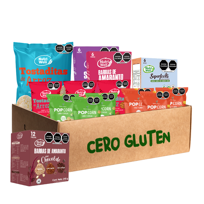 Cero Gluten - 14 botanas | Nutriwell y Nature Origins