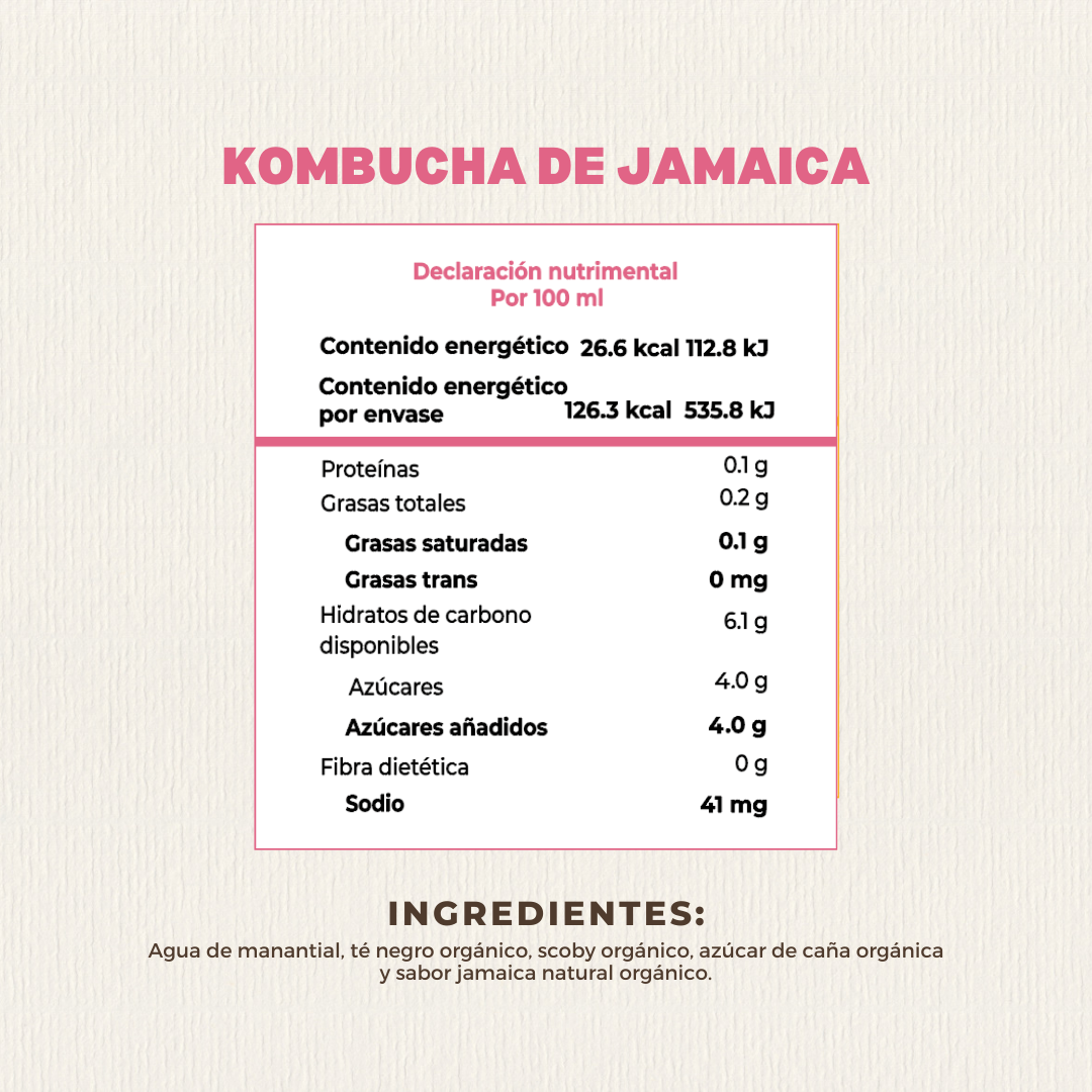 Tera Kombucha Sabor Jamaica 475 ml (Refrigerado) l Tera