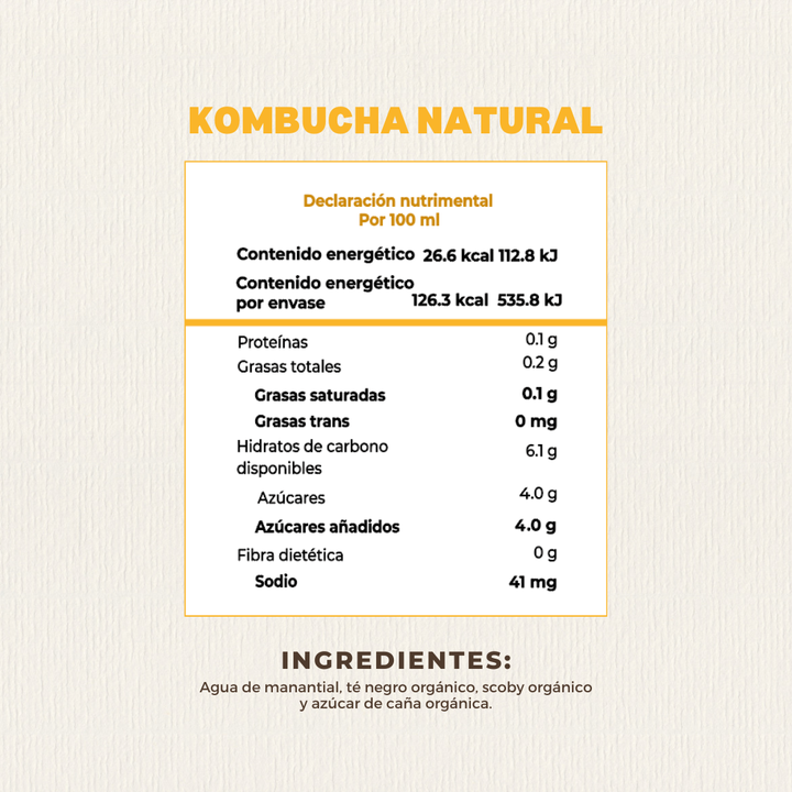 Tera Kombucha Sabor Natural 475 ml (Refrigerado) l Tera