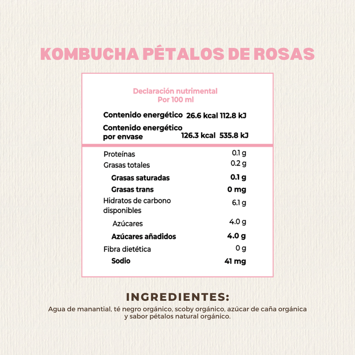 Tera Kombucha Sabor Pétalos de Rosas 280 ml (Refrigerado) l Tera