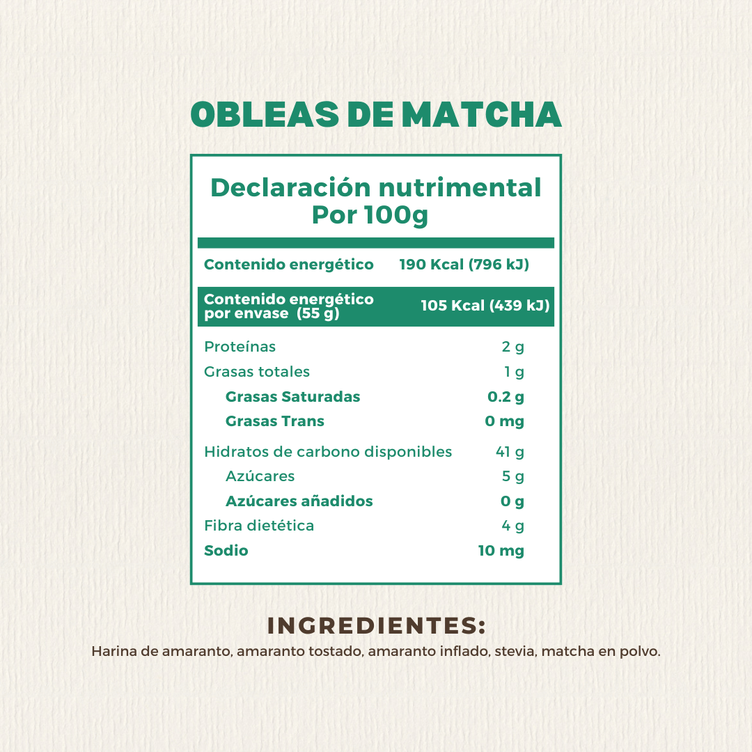 Obleas de Matcha 55 GR | Nuum Foods