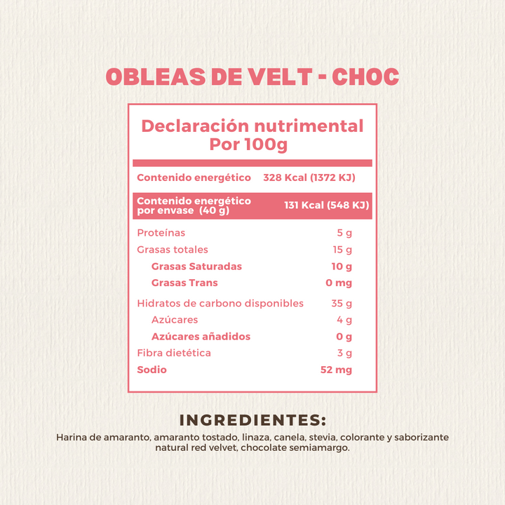 Obleas Velt & Choc 40 GR | Nuum Foods