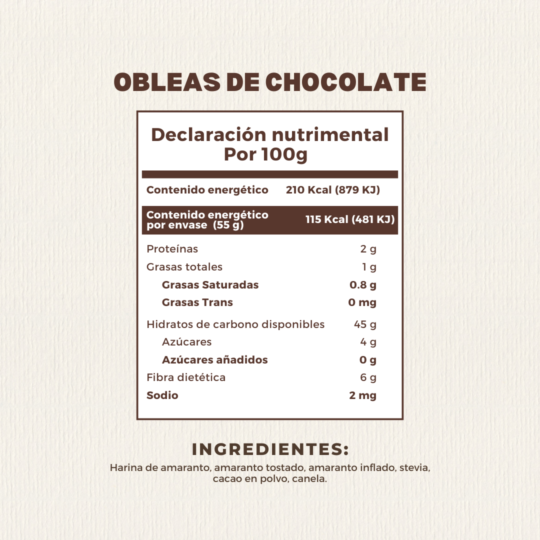 Obleas de Chocolate 55 GR | Nuum Foods