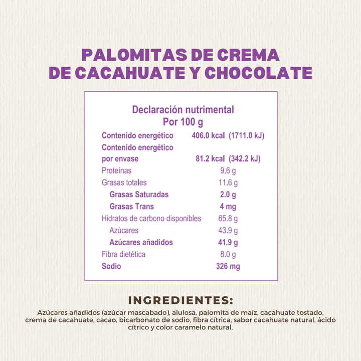 Palomitas de Crema de Cacahuate y Chocolate 20 GR | Nature Origins