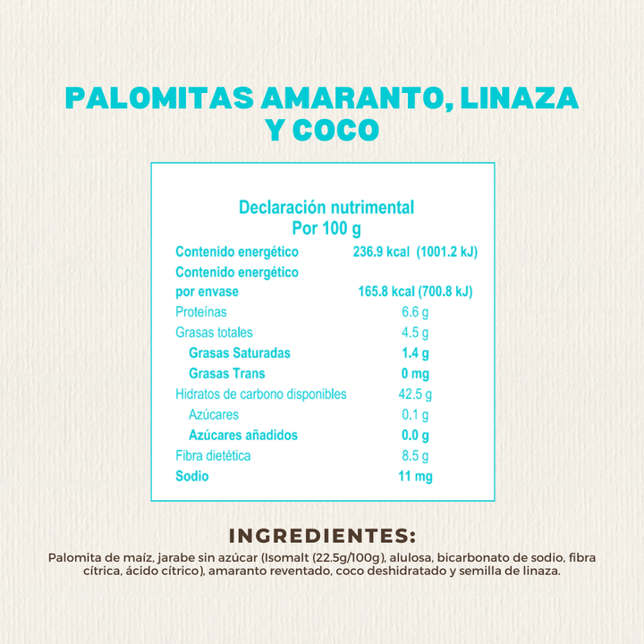 Palomitas de Amaranto Linaza y Coco 70 GR | Nature Origins