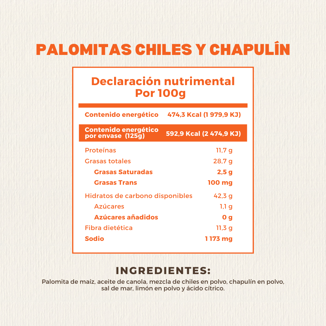 Palomitas de Chile Mexicano y Chapulín 125 GR | Nature Origins