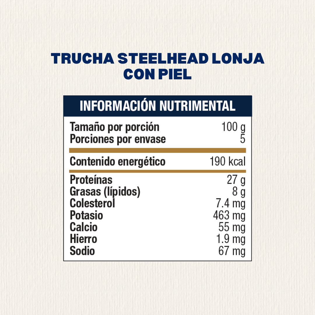 Trucha Steelhead Lonja Con Piel (Refrigerado) | El Pedregal