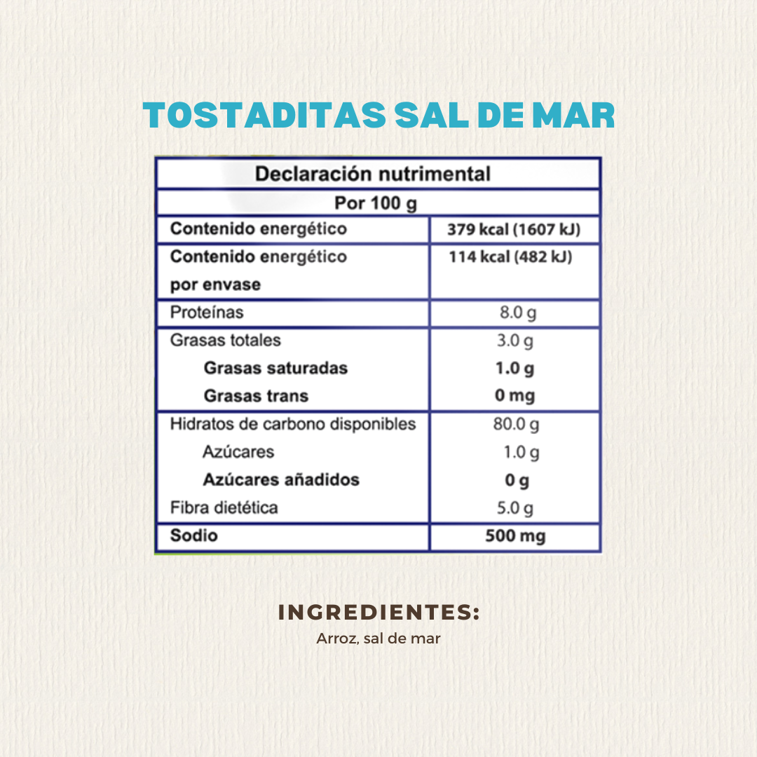 Tostaditas de Arroz con Sal de Mar 400 GR | Nutriwell