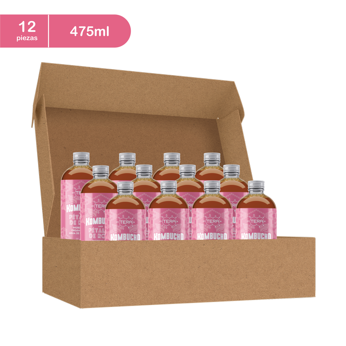 Tera Kombucha Sabor Rosas 475 ml (Refrigerado) l Tera