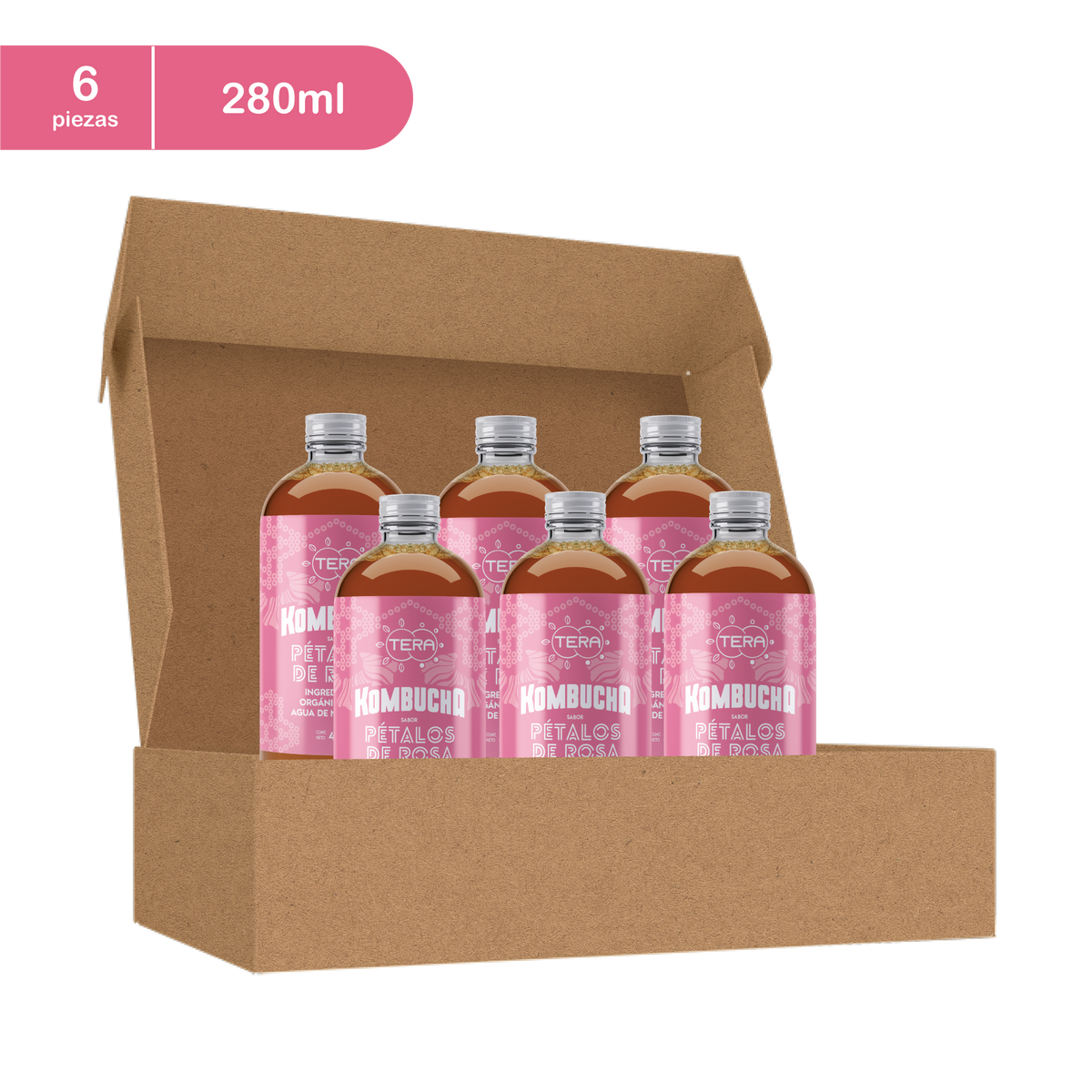 Tera Kombucha Sabor Pétalos de Rosas 280 ml (Refrigerado) l Tera